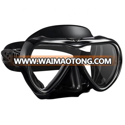 Professional Adult Single-Lens Tempered glass Black Silicone Diving Mask